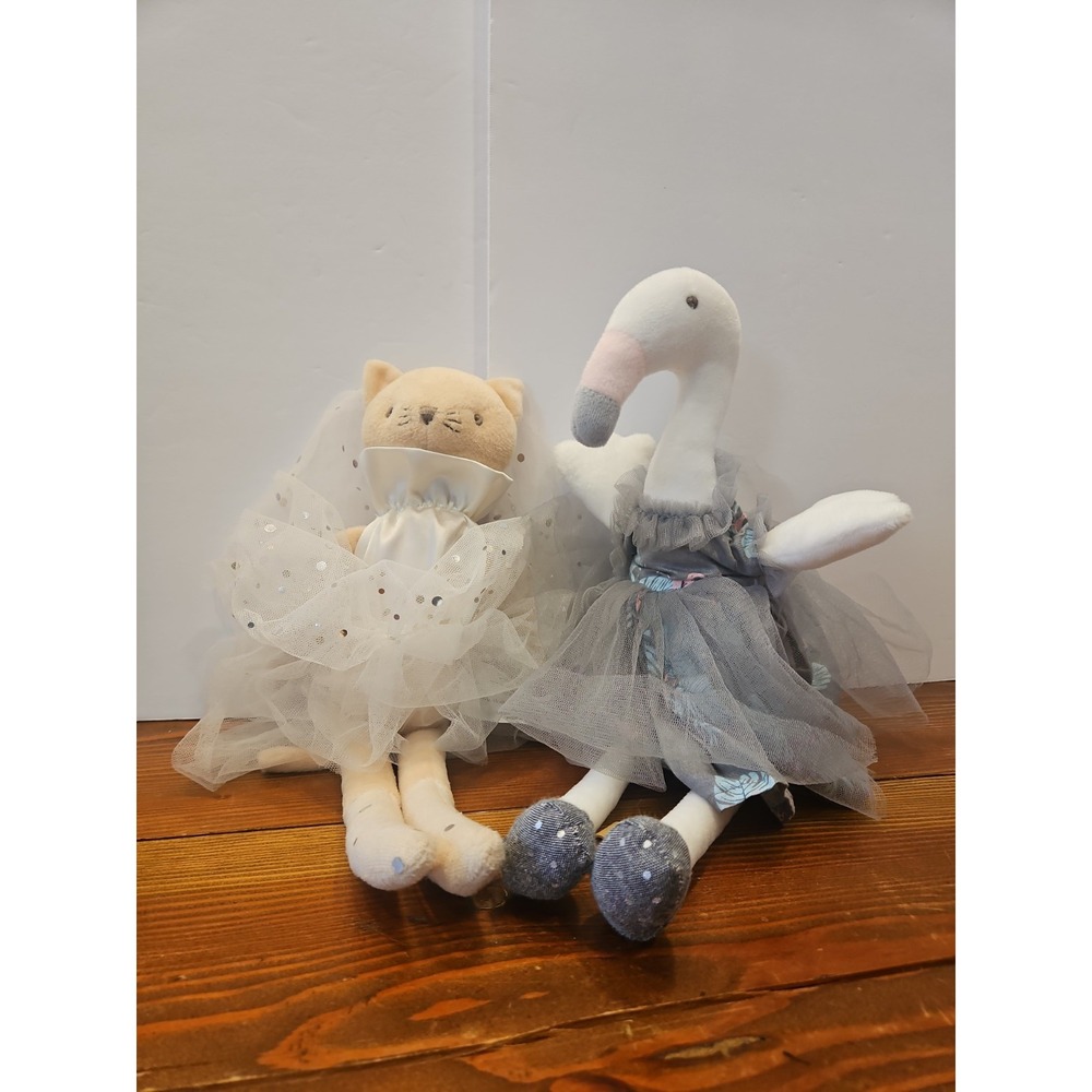 Debi Lilly Betty The Flamingo & Poppy Ballerina The Cat Plush Toys Lot Of 2